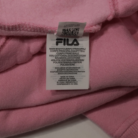 Fila Women's Long Sleeve Adjustable Hem Logo Fleece Cropped Hoodie Pink Size 1X - Picture 8 of 8